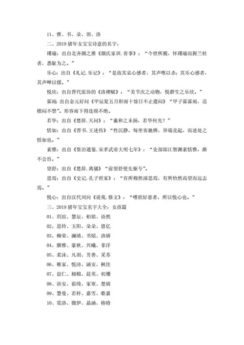 2019猪年宝宝取名宜用的字_