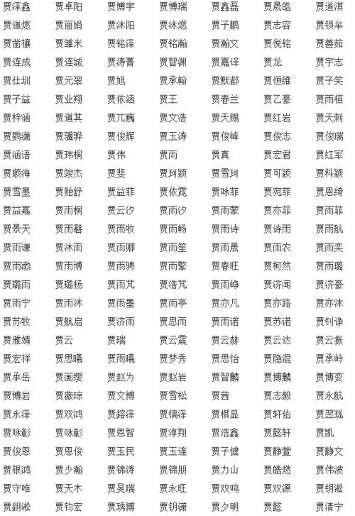 姓贾的宝宝取名四个字_