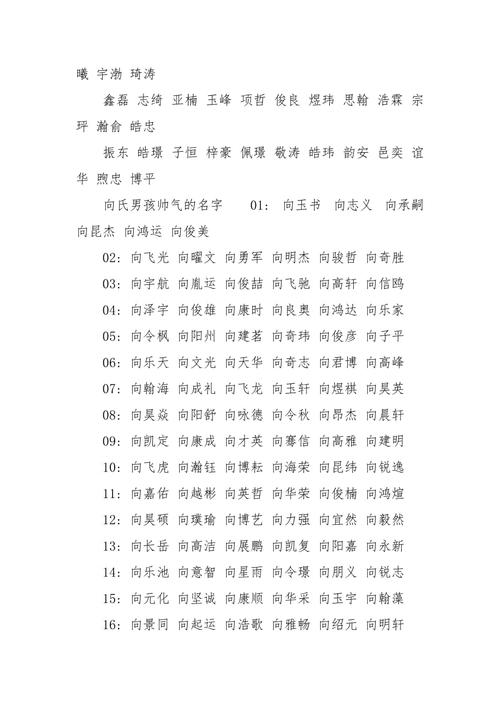 向姓宝宝取名字_向姓宝宝取名大全