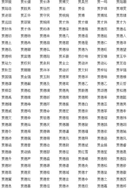 贾起名字大全（贾起名字大全女孩二字）