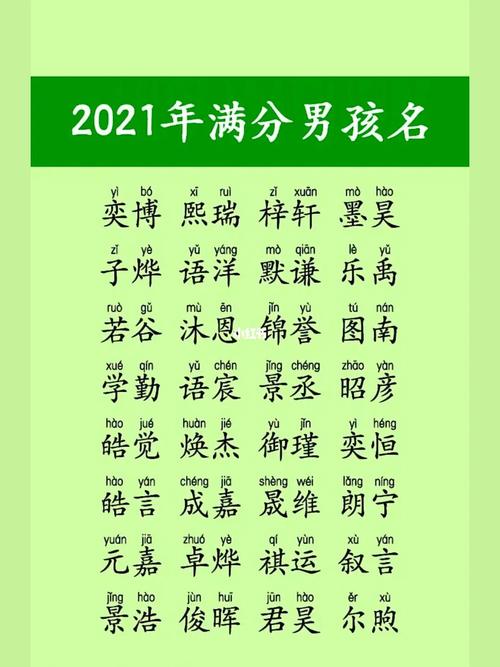 2021年男孩取名字大全（2021年男孩子取名字）