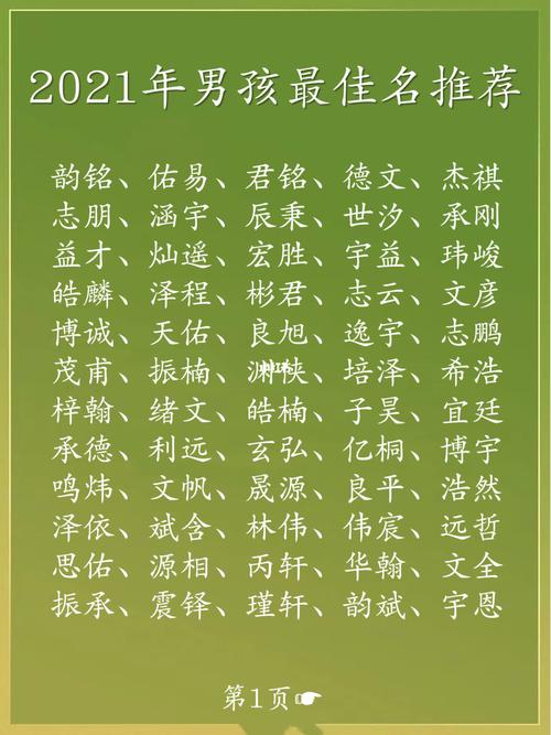 2021年男孩取名字大全（2021年男孩子取名字）