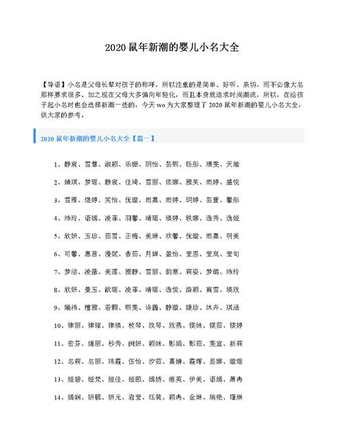 鼠年生的宝宝起名字带什么（鼠年生的宝宝取什么小名好）