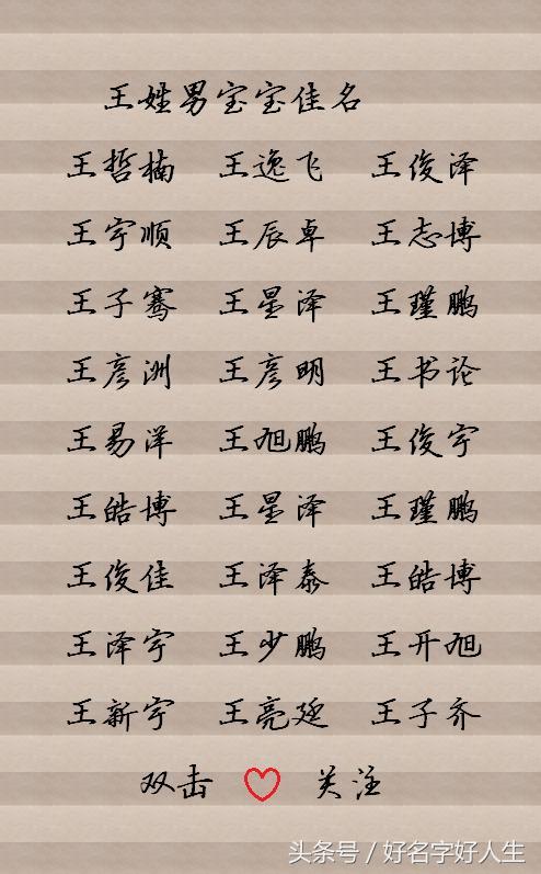 姓王男孩宝宝起名字（姓王男宝宝好听的名字霸气）