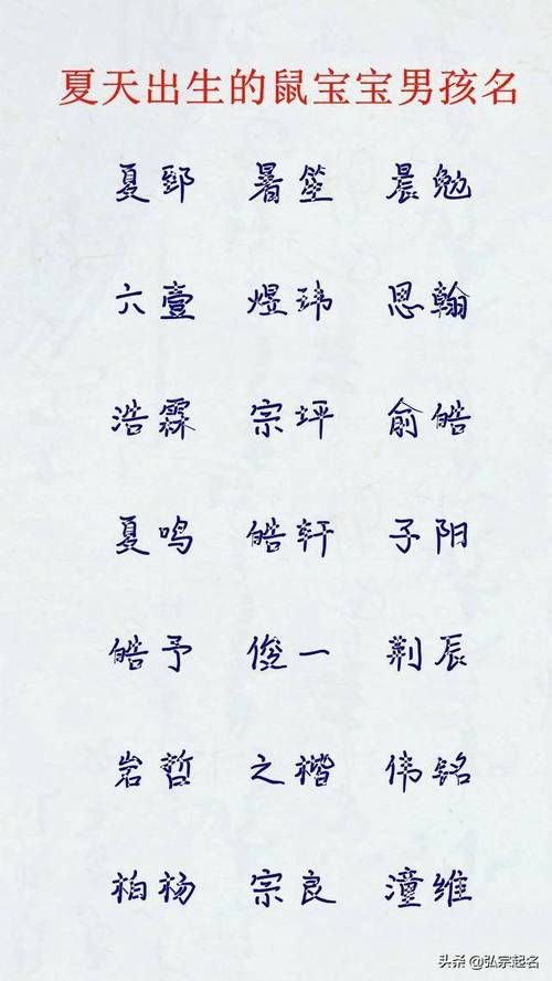 鼠年生男宝宝起名字（鼠年生男宝宝起名字大全）