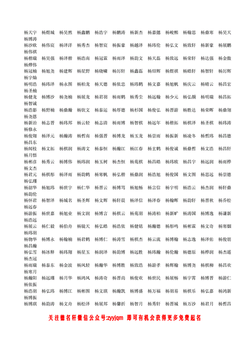 2023姓杨的男孩名字大全（2023姓杨的男孩名字大全两个字）