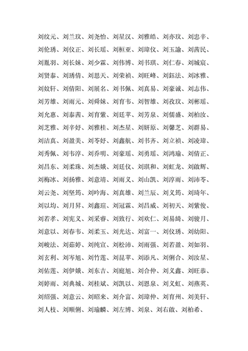 姓氏刘起名字大全（姓氏刘起名字大全男）