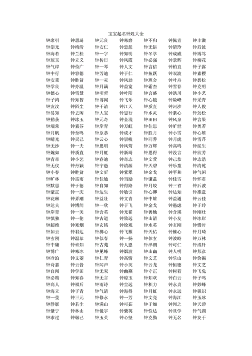 钟姓起名字钟宝宝起名大全（钟姓起什么名字）