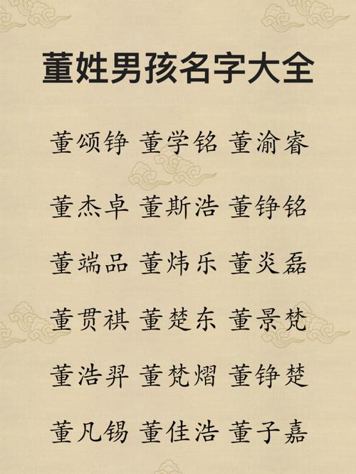 董姓名字大全男孩起名（董姓取名字好听的名字男孩名字）