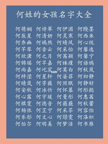 何姓双胞胎女宝宝起名字（何姓女孩取名两字好听）