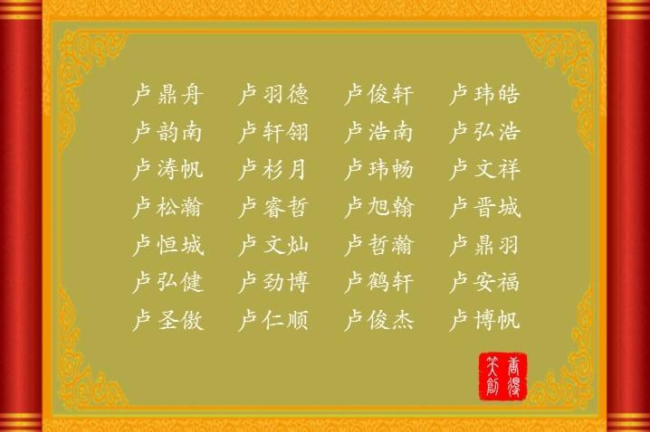 宝宝姓卢起名字男（姓卢的男孩取什么名字好听）