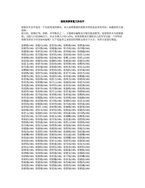 宝宝姓徐起名字男孩（宝宝姓徐起名字男孩两个字）