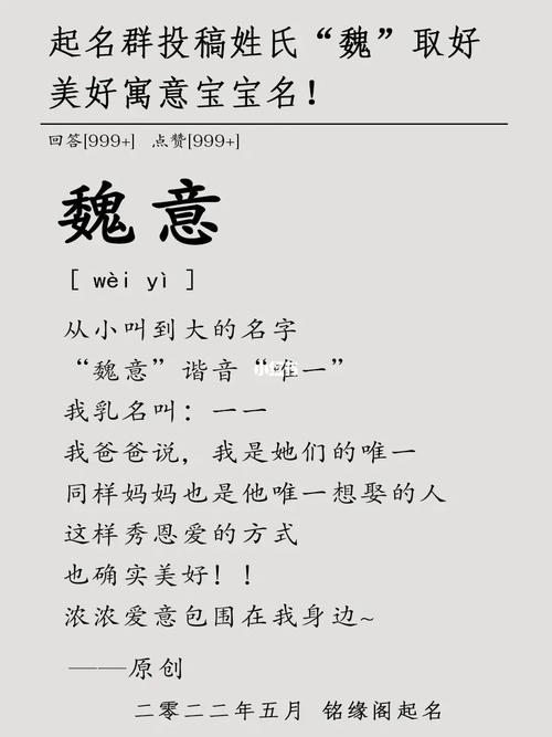 姓魏宝宝男孩起名字（姓魏宝宝男孩起名字怎么取）