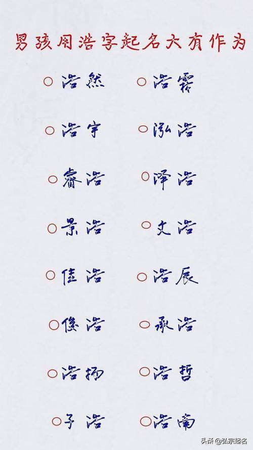 以浩起名的名字大全（以浩起名的名字大全男孩）