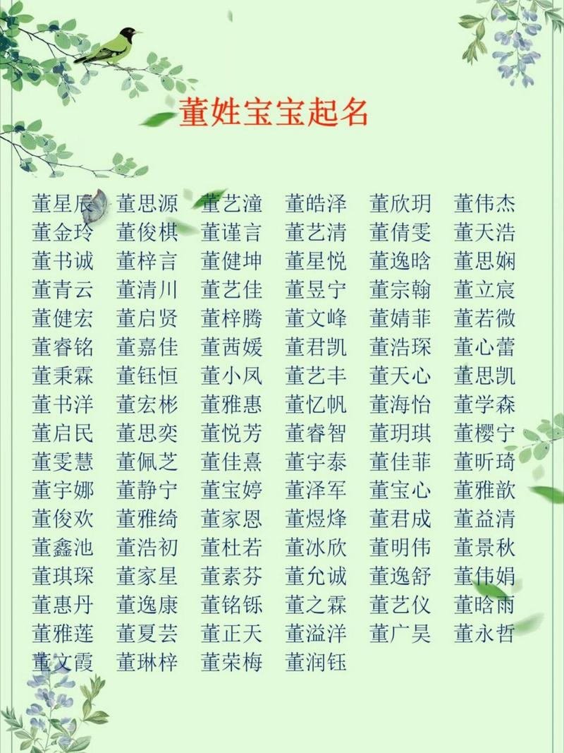 董姓店铺起名字大全女孩（董姓取名字好听的名字女孩名字）