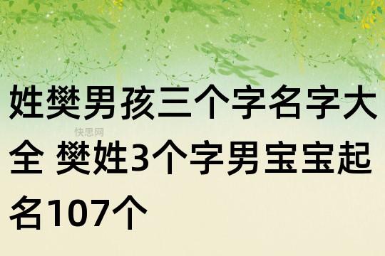 樊宝宝起名字大全（樊取名字大全）