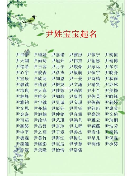 给宝宝起名字尹（尹的取名）