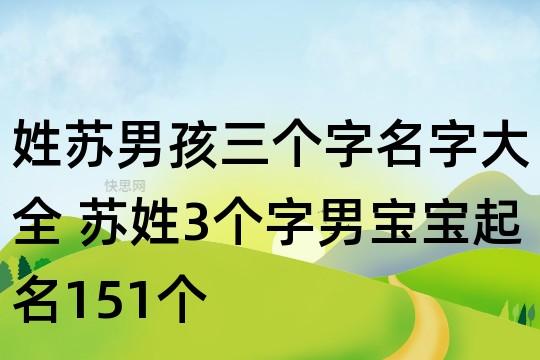 苏子起名字大全男孩（苏字的名字男孩）