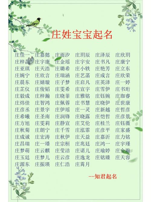 宝宝起名字姓庄（姓庄男孩儿的名字大全）