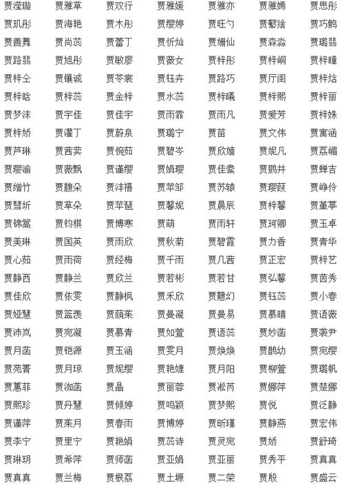 贾姓女宝宝起名字（贾姓女宝宝起名字大全）