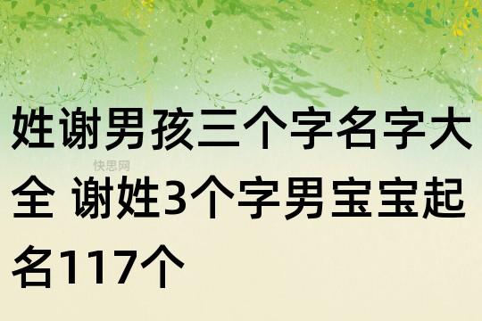 姓谢男孩子起名字大全集（姓谢的男孩起名字简单）