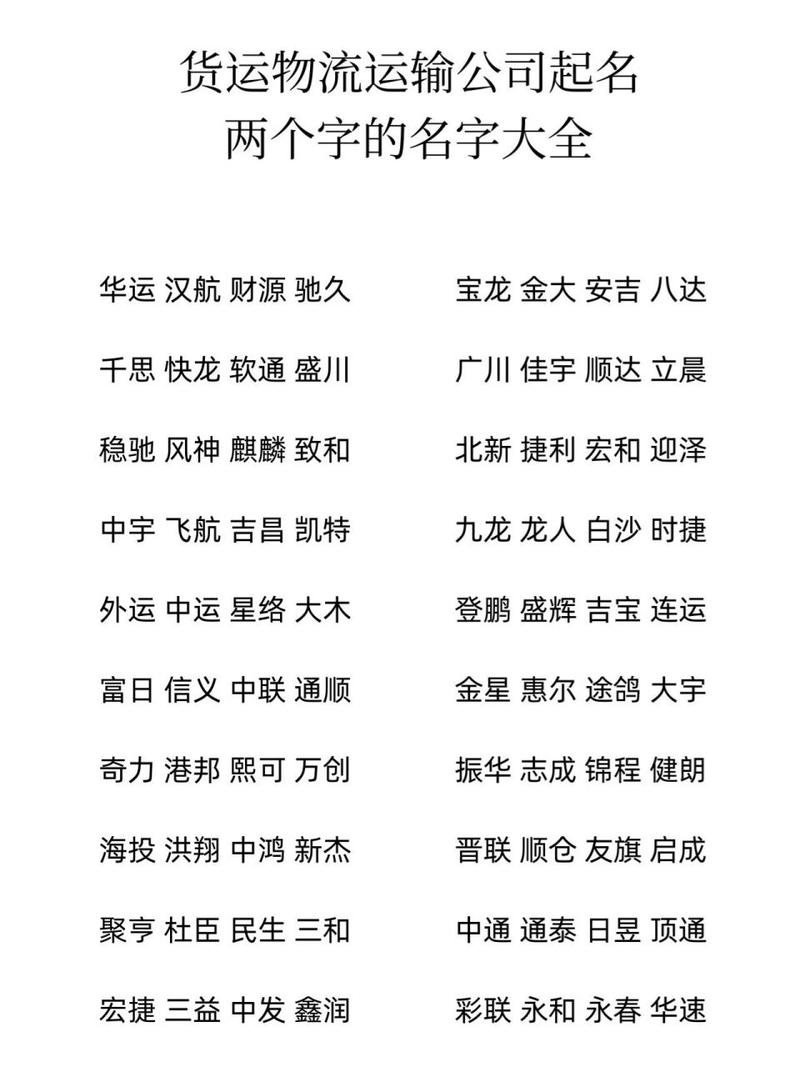 给运输公司起名字两个字（好听运输公司名字）