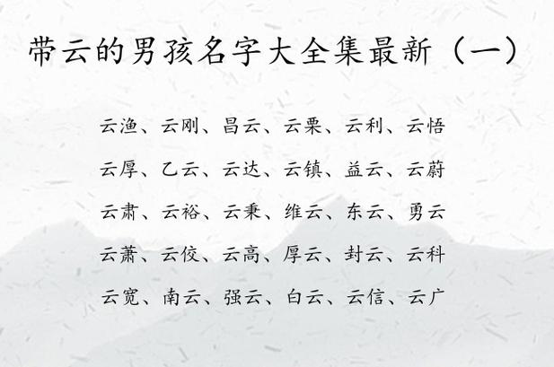 云起名男孩名字大全（云起名男孩名字大全四个字）