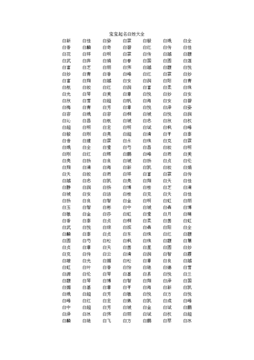 取名字姓白女孩大全_取名字姓白女孩大全两个字