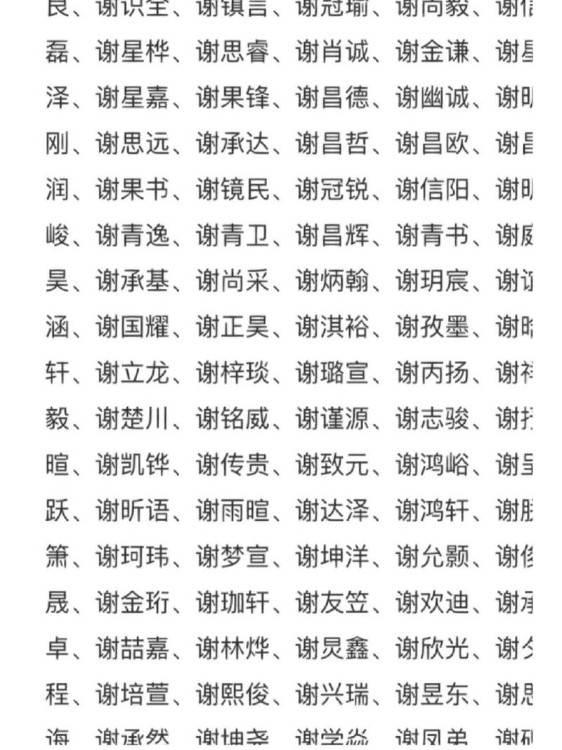 2021姓谢的宝宝名字_2021姓谢的宝宝名字大全