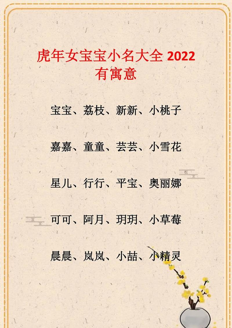 2022虎年女宝宝取名大全_2022虎年女宝宝取名大全免费