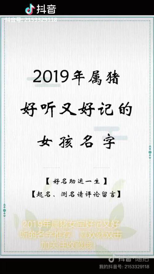 2019属猪女宝宝名字洋气_2019属猪女宝宝名字洋气好听