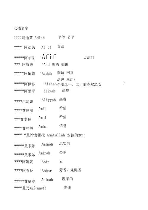 回族经名大全女孩名字_回族经名大全女孩名字阿拉伯文