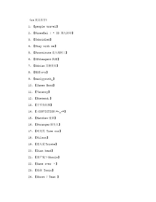 cs1.6名字大全_cs1.6名字大全英文