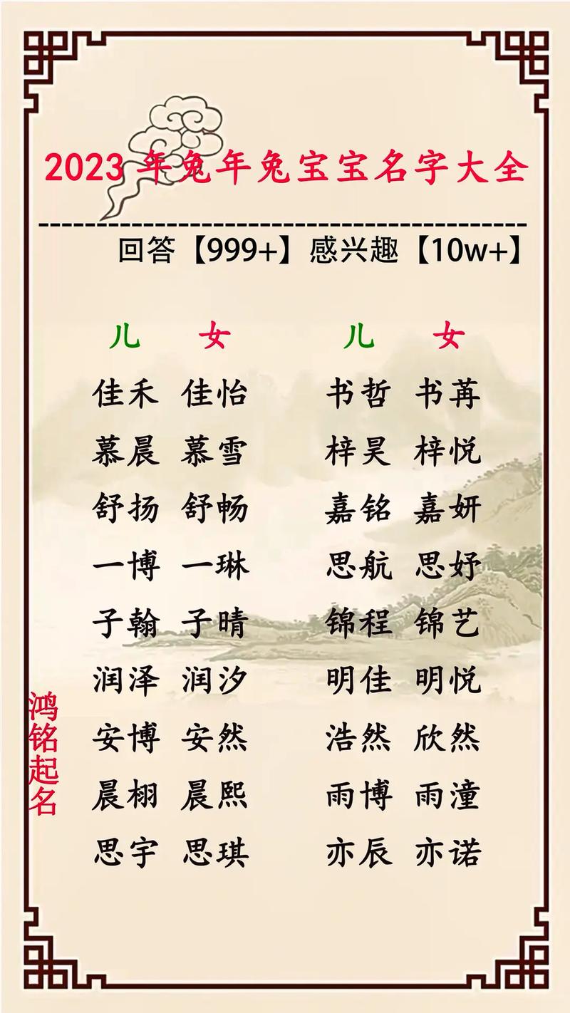 男孩兔年起名字大全_男孩兔年起名字大全四个字