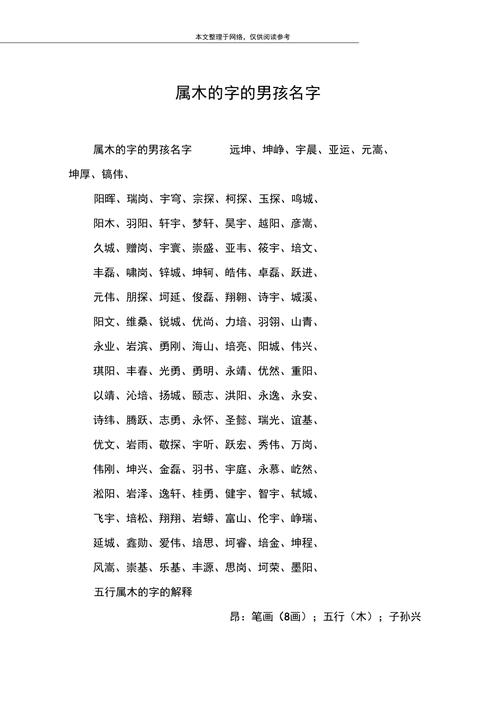 带木字的男孩名字大全_带木字的男孩名字大全集