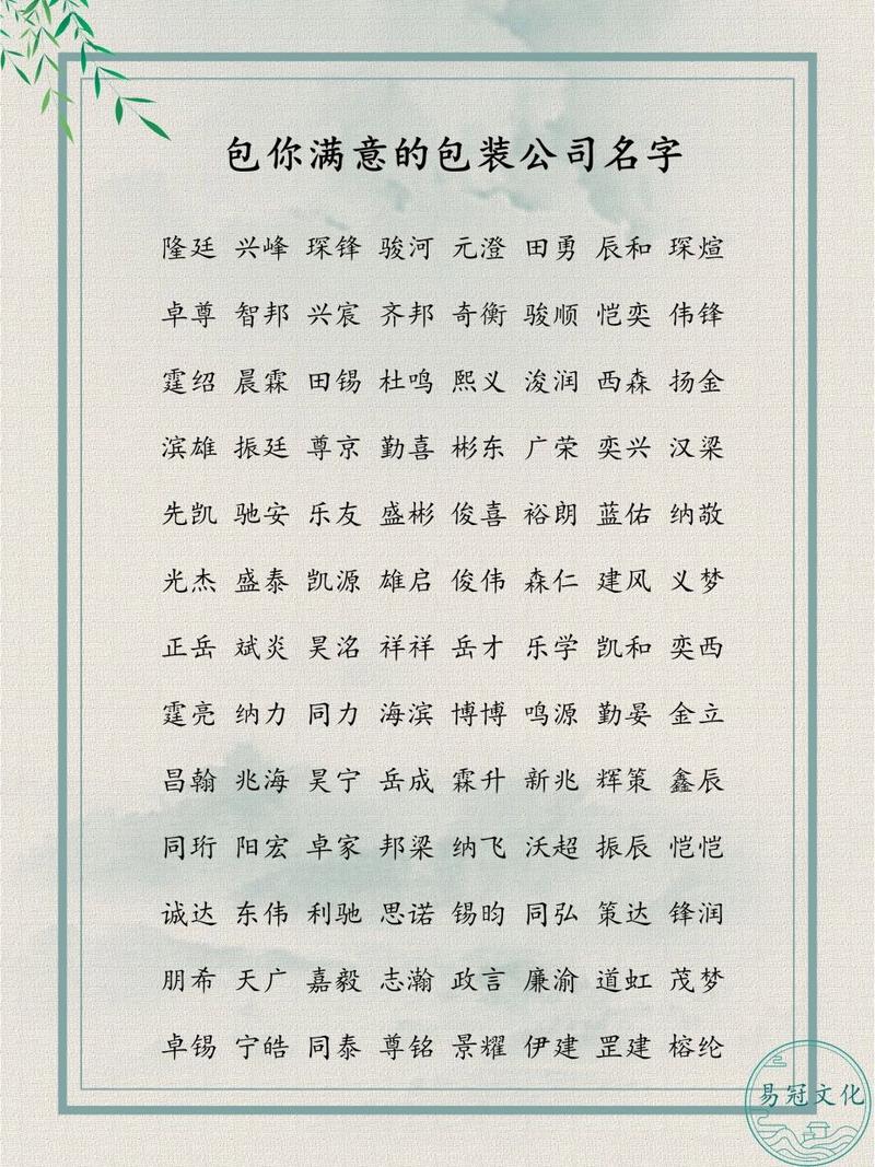 包装公司名字起名大全_包装公司名字起名大全集