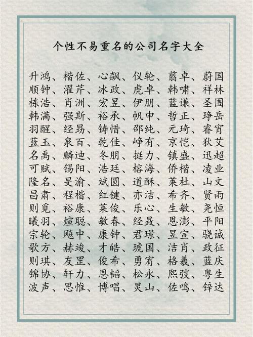 不易重名的公司名字_不易重名的公司名字带财字