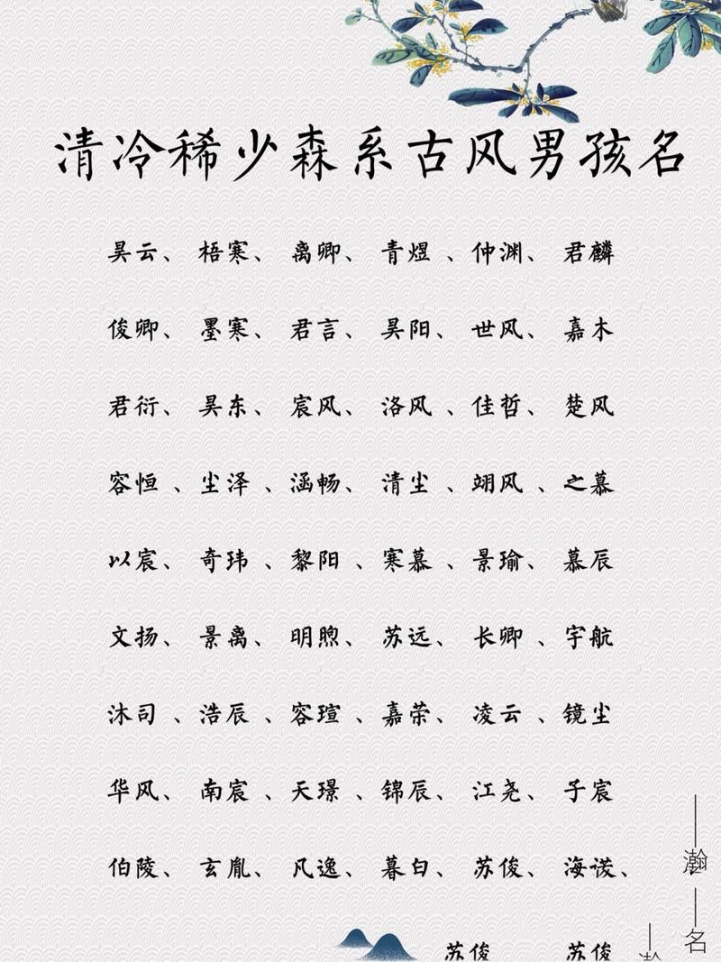 比较古风的男孩名字_比较古风的男孩名字大全