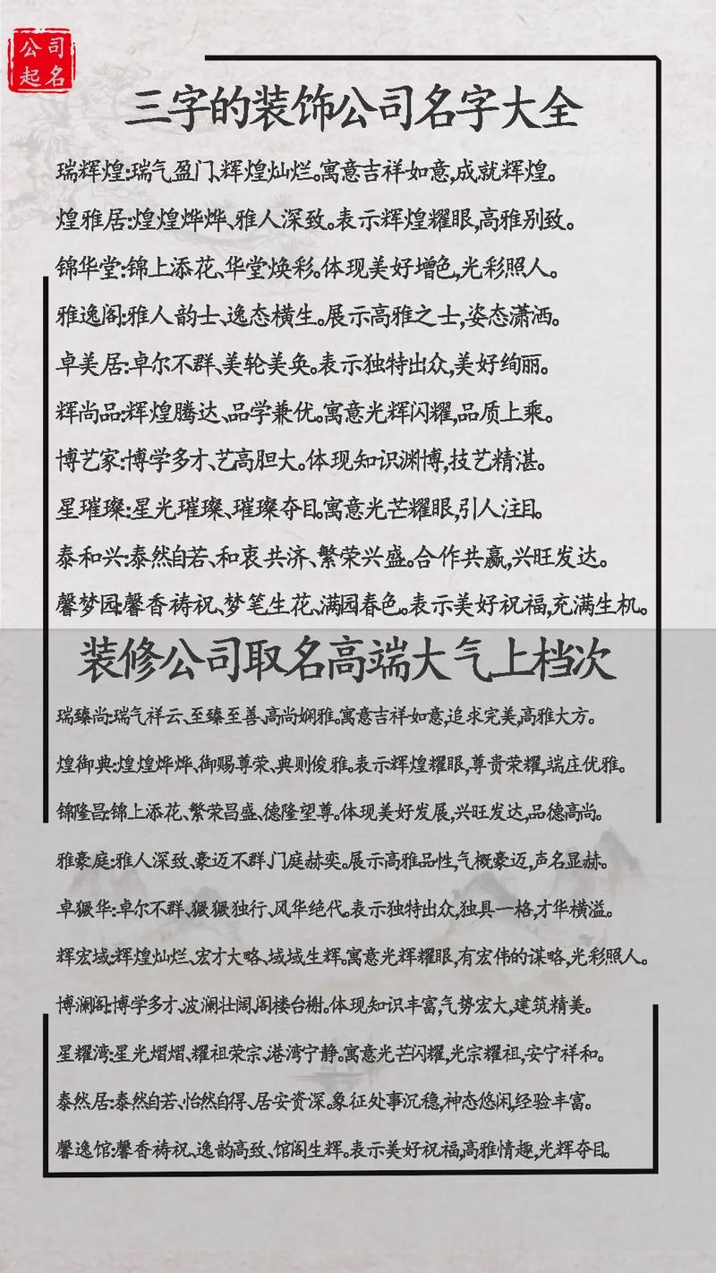 3个字装饰公司名字大全_3个字装饰公司名字大全集最新