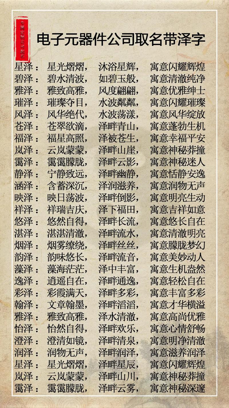 带泽字取一公司名字_带泽字的起公司名字