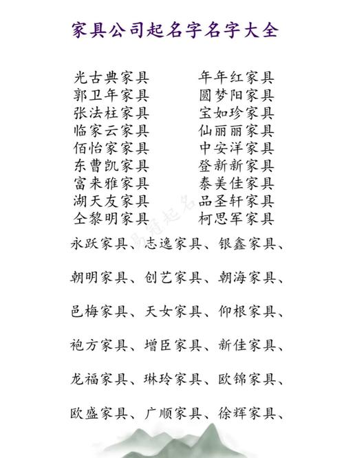 三个字家具公司取名字大全_三个字家具公司取名字大全集