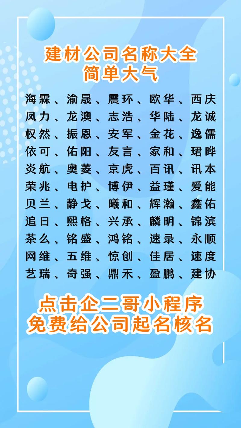 大气建材公司名字大全_大气建材公司名字大全四个字