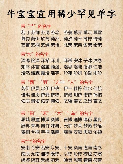 牛宝宝起名字带什么旁的_牛宝宝名字带什么偏旁好