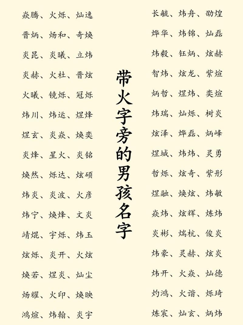 男孩起名字大全带火字旁_男孩起名字大全带火字旁的名字