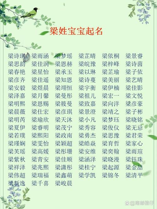 梁姓2个字女宝宝起名字_梁姓2个字女宝宝起名字大全